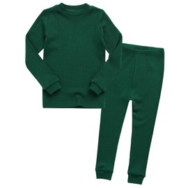 VAENAIT BABY 6M-12Y - Pijama unisex para niñas y niños, suave, cómodo, modal Tencel para ropa de dormir, juego de 2 piezas/4 piezas, Punto C-rib Verde, 6-7 Años