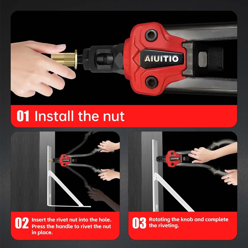 AIUITIO Rivet Nut Tool with a Step Drill Bit &
