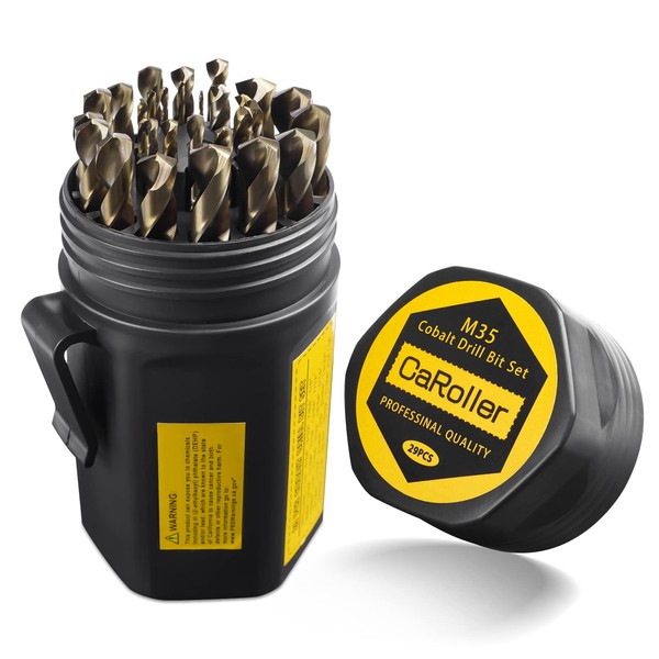 CaRoller Drill Bit Set 29-Piece M35 Cobalt Steel Metal Drill