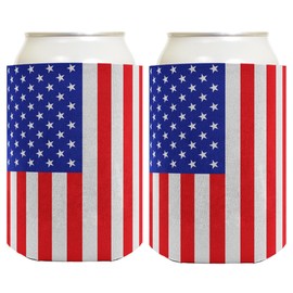 Fourth of July Accessories American Flag Vertical 2-Pack Can Drink Thermocoolers