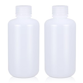 ASEVAT 250ml/8.45 oz Narrow Mouth Round Chemical Container, Plastic Leak Proof HDPE bottle, Lab Reagent Bottles, Water Sample Bottles (2 Pcs)