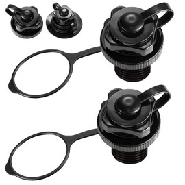 Acehome 2 Pcs Inflatable Boat Air Valve, Boston Spiral Air Plugs Quick Inflate & Deflate Screw Nozzle Cap Anti-leakage Bungs Replacement for Kayak, Dinghy, Airbeds, Hot Tub, Raft, Pool Boat-Black