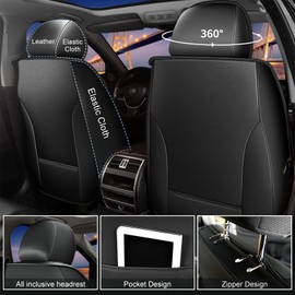 RAWAKORW 2 Front Seat Cover Fit for Ford Bronco Sport 2021-2025 | Faux Leather Seat Covers Waterproof Car Seat Covers Protector | Compatible with Airbag & Easy to Install (2 Seats, Golden Line)