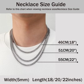 MISWOYI Waterproof Cuban Link Chain for Men 316L Stainless Steel 5mm/22 Silver Chain Miami Cuban Chain Necklace for Men No Tarnish& Durable Hip Hop Mens Jewelry, 22 inches, Stainless Steel, No