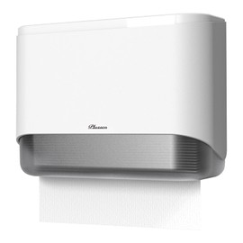 PLUSSEN Paper Towel Dispenser Wall Mount with Key Lock,Multifold Paper Towel Dispenser Commercial Paper Hand Towel Holder (White)