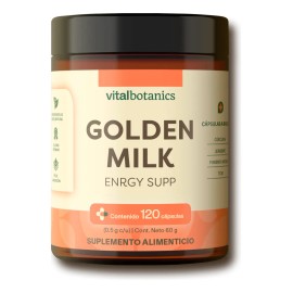 VITAL BOTANICS - Suplemento Alimenticio - Golden Milk con Cúrcuma, Jengibre, Pimienta Negra - 120 Cápsulas 500 mg - Multivitamínico Leche Dorada - 4 Meses de Suministro - Sin Gluten Ni Aditivos