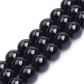 Natural Black Agate Gemstone Semi Precious Stone Round 10mm Loose Beads for Jewelry Making Bracelet Necklace Crafts 15 Inch