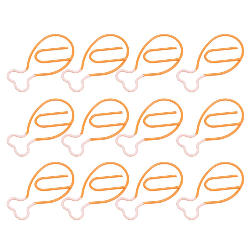 100Pcs Metal Paperclips Cute Chicken Leg Shape Electroplating Rustproof Portable