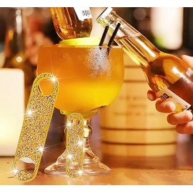 Gold Beer Bottle Opener Diamond Bling Beer Bottle Opener - Sparkling Crystal Opener for Women, for Home, Party, Wedding - 2Pcs, Handmade Set