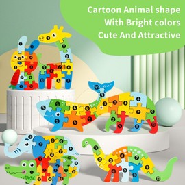 Aokelily Pack of 7 Wooden Puzzles, for Toddlers from 2-7 Years, Wooden Dinosaur Puzzles for Toddlers, Gift for 2-7 Year Old Boys and Girls (Animal)