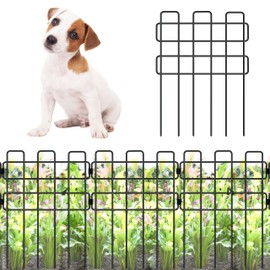 ShopLaLa Garden Fence Animal Barrier (Total 10 ft), 10 Panels, 16.5 Inch, Small and Short White Decorative Outdoor Dog Fence, Metal Fencing Plant Protector Pet Rabbit Yard, No dig Wire Fences Border