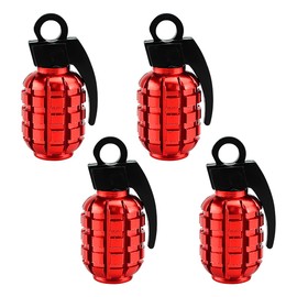 Jagowa 4PCS Valve Stem Caps Grenade Tire Caps Alloy Valve Stem Covers Anti-proof Tire Caps for Cars SUV Trucks Motorcycles Bicycles (Red)