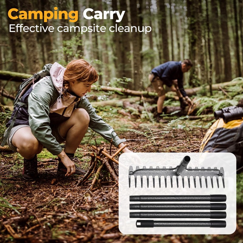 Garden Rake, 17" Extra Wide Double-Sided Head, 63" Heavy Duty