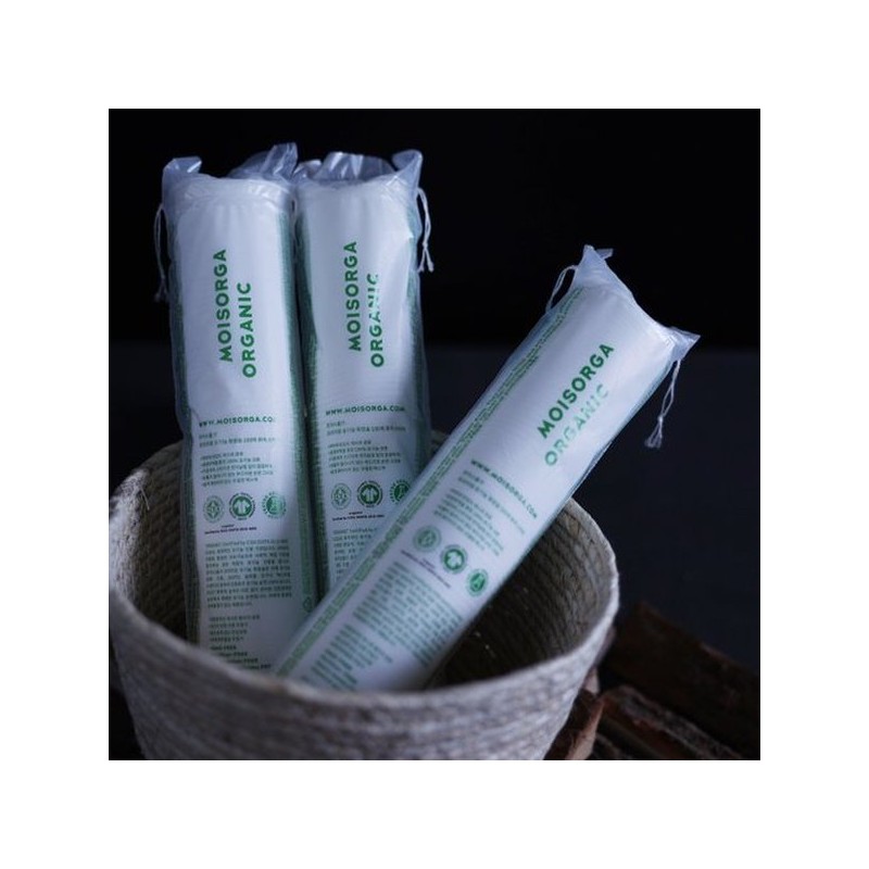 Moisturelga 프리미엄 유기농 화장솜 300매 퓨어스티치 (100매X3개세트) Premium Organic Cotton