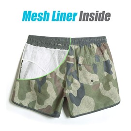 MaaMgic Mens Boys Vintage Swim Trunks with Mesh Lining Quick Dry Swim Suits Board Shorts,Camo,Large