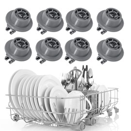 8Pcs Dishwasher Lower Wheel Assembly 611475 Replacement for Bosch Lower Dishrack Rack Wheel Replace# bsh AH3477735 AH8727387 00611475 1559847 Grey (Lower 8p)