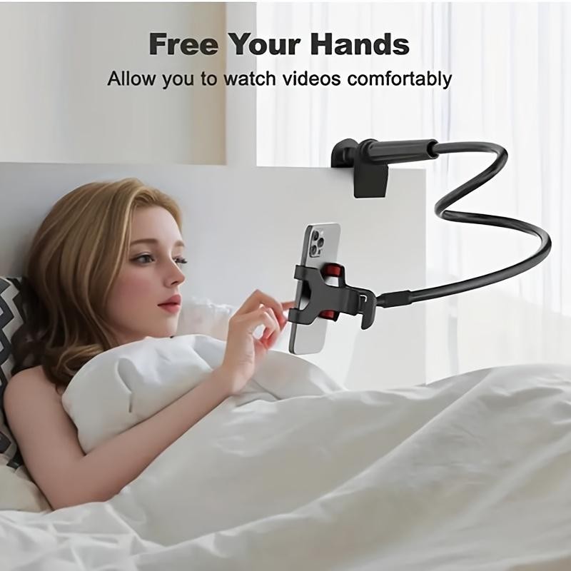 Long neck phone holder for desktop and bedside use:_Pink