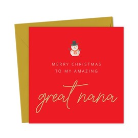 Merry Christmas to my amazing Great Nana Christmas Card | Xmas Cards for Great Nana | Cute Christmas Card | For Family | Christmas Card For Nana | For Her