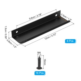 PATIKIL Montage Finger Edge Pull, 8er Pack 120mm/4,72" Aluminiumlegierung Verdeckte Griffe Schrankkanten-Ziehgriffe mit Schrauben für Zuhause Küchenmöbel Türschublade, Schwarz