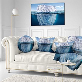 Designart Melting Iceberg-Seascape Photography Canvas Print-40x20, 40x20, Blue