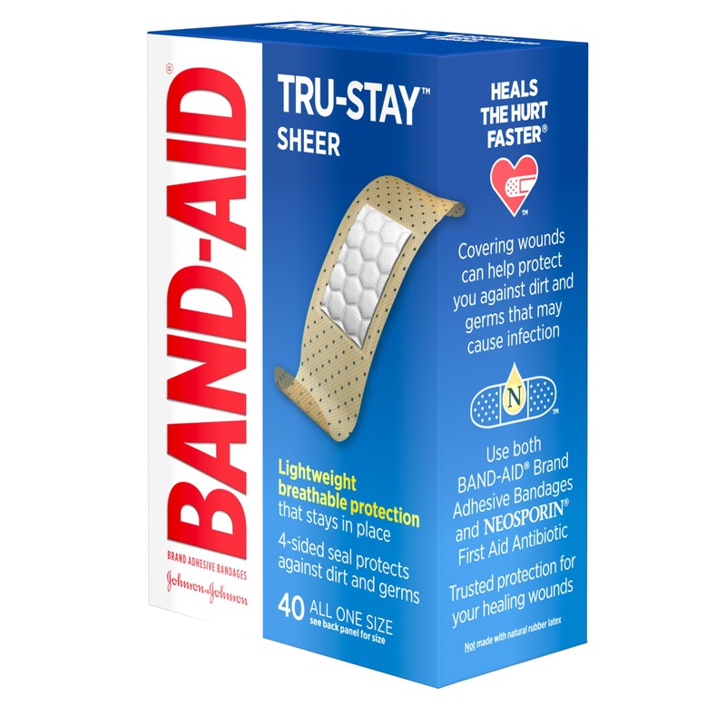 Band-Aid Brand Tru-Stay Sheer Strips Adhesive Sterile Bandages for First
