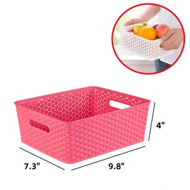Doitxue 5PCS Plastic Storage Baskets, Small Baskets for Organizing, Small Pantry Organizer Basket Bins. For Countertops, Cabinets, Bedrooms, and Bathrooms Wait ( Red )