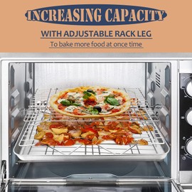 E-far 5-Tier Cooling Rack, 15”x10.1" Stainless Steel Stackable Wire Cooling Rack for Baking Cooking, Folding Leg & Non-toxic, Oven Safe & Dishwasher Safe