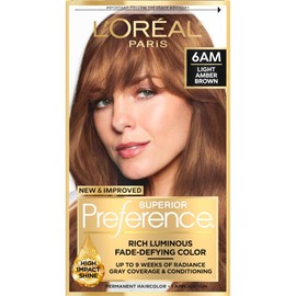 L'Oréal Paris Superior Preference Fade-Defying + Shine Permanent Hair Color, 6AM Light Amber Brown (1 Kit) Hair Dye