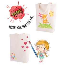 Lily queen Natural Canvas Tote Bags DIY Reusable Shopping Grocery Bag (Natural - 12 Pack)