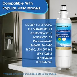BEENAUI ADQ36006101 Water Filter Replacement for LG® LT700P, ADQ36006102,ADQ36006101- s, Kenmore® 9690, 469690, 46-9690, RWF1200A, RWF1052, LFXS29766S, LFX31925ST, LFX28968ST, LFXC24726S 2PACK