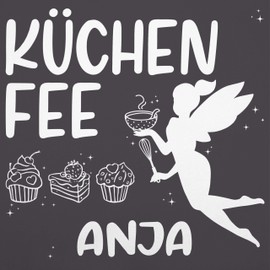 Geschenk mit Namen personalisiert by Shirtracer - Apron - Cooking Apron Women - Kitchen Fairy with Name - Gift - Christmas Birthday Mother's Day Grandma, 2 anthracite