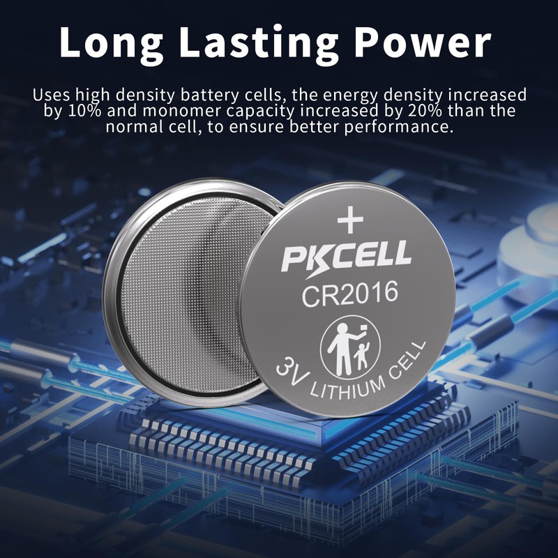 PKCELL 5 Pack CR2016 Battery CR 2016 3V Lithium Battery