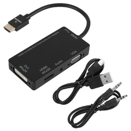 CableDeconn HDMI to DVI 4K/VGA/HDMI 4K/Audio 4-in-1 Adapter Converter Cable for PC/Phone