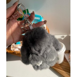 Wigo Mofumofu Rabbit Plush Keychain, gray