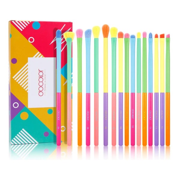 Pinceles De Maquillaje De Ojo Docolor 16 Piezas Coloridas So