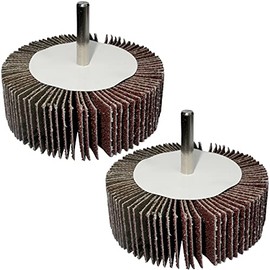 AERZETIX - C49595 - Set of 2 - Flap Sandpaper Grit 60 - Wheel Diameter 80 mm Diameter Shank 6 mm - Flap Sander on Shaft for Drill - Sandpaper Disc for Sanding