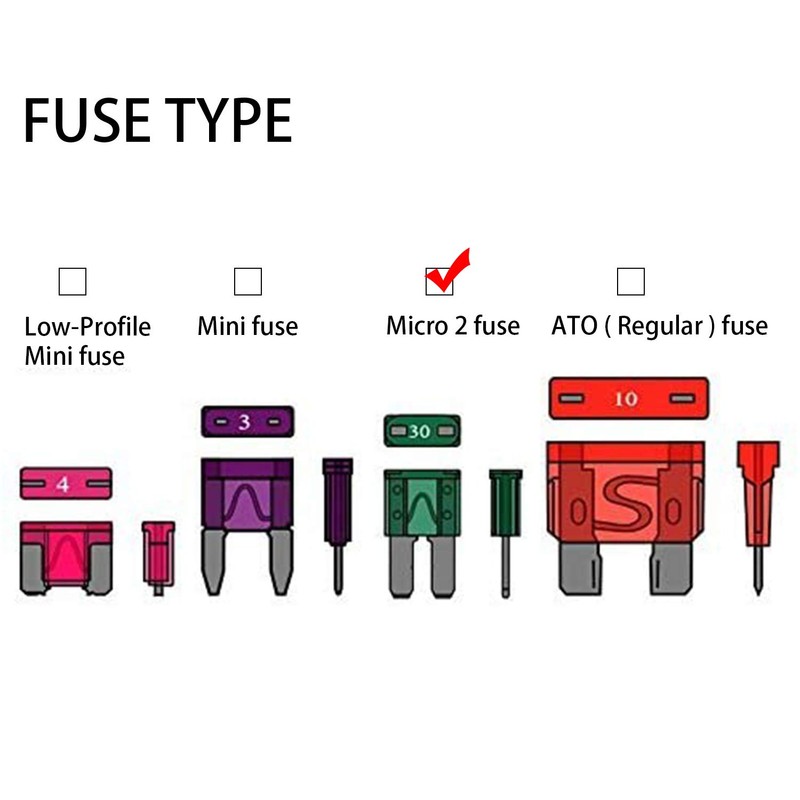 Micro2 Blade Fuse Holder Fuse with 10A, 20A - Tap