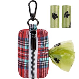 ARING PET Dog Poop Bag Dispenser, Christmas Doggy Poop Bags Holders Attach to Any Leashes, Portable Washable Cotton Pet Waste Pouch Dispenser with Metal Zipper