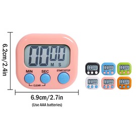 Anlising Pack of 6 Digital Egg Timers, 6 Colours Digital Kitchen Timer, Digital Timer, Magnetic Stopwatch Kitchen Timer, Stopwatch Timer, Magnetic Timer for Cooking, Baking, Study, Sports