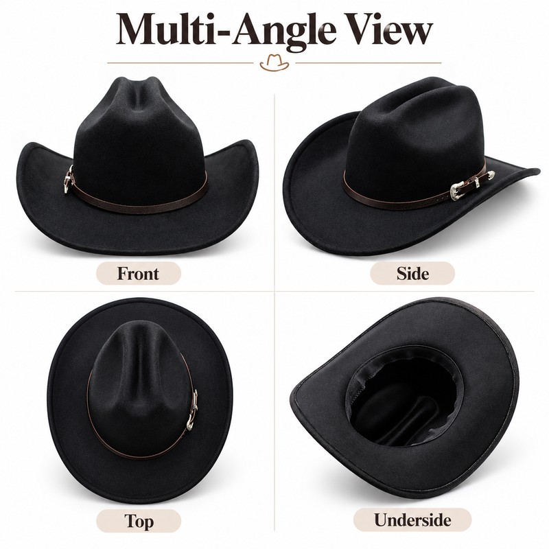 Western Cowboy Hat for Men & Women – 56–58cm Wide-Brim