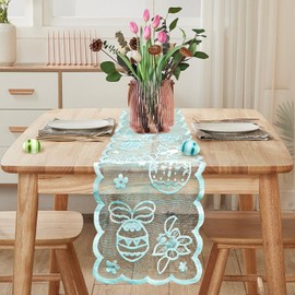 FainFun Lace Easter Table Runner 72" Long (Blue)