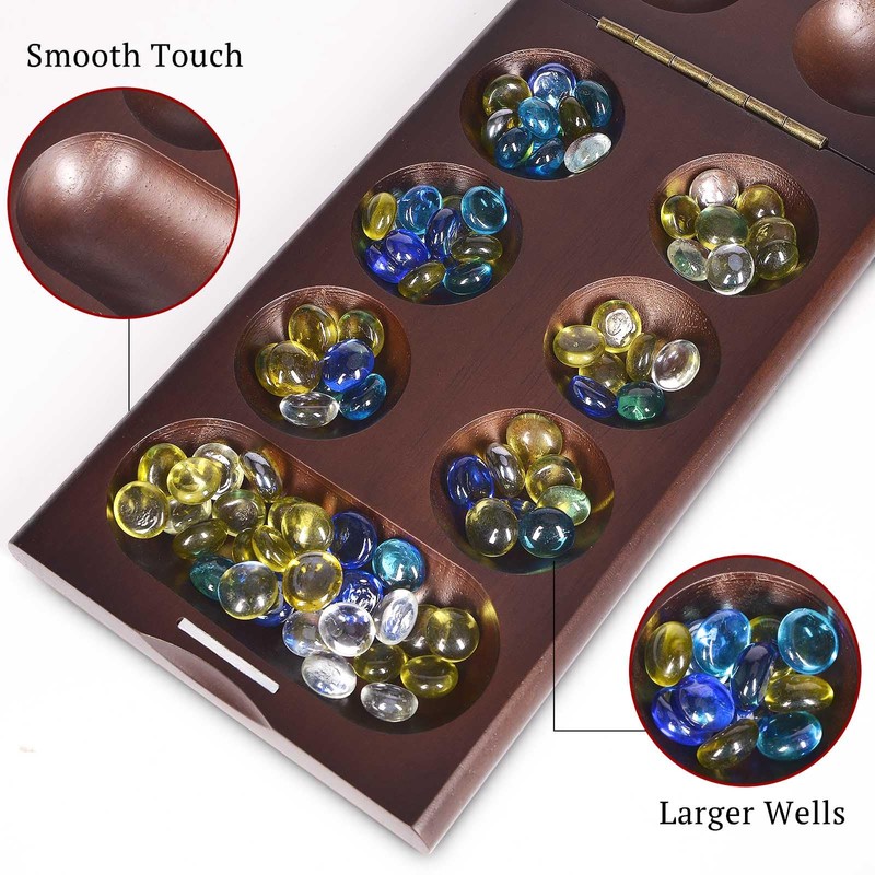 VAMSLOVE Wooden Mancala Board Game with Magnetic Lock / 48+8