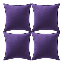 Fancy Homi 4 Packs Purple Decorative Throw Pillow Covers 18x18 inch/45x45 cm, Super Soft Faux Suede Decor Square Pillow Case, Solid Cushion Cover for Couch/Sofa/Bedroom/Living Room