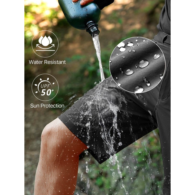 FREE SOLDIER Men's Cargo Hiking Shorts with Belt Lightweight Breathable