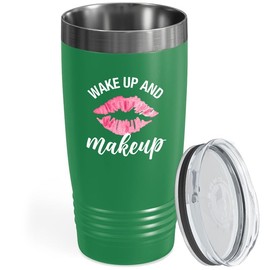 Flairy Land Makeup Artist Tumbler 20oz Green -Wake Up And Make Up A - Model Beautician Hairdresser Makeup Enthusiast Actresses Esthetician MUA