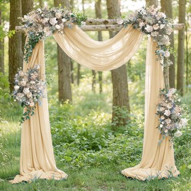Santaben Champage Elegant Arch Draping Fabric Outdoor 1 Panel 29" x 20Ft Sheer Chiffon Curtain Drapes for Wedding Ceremony Birthday Party Garden Brunch