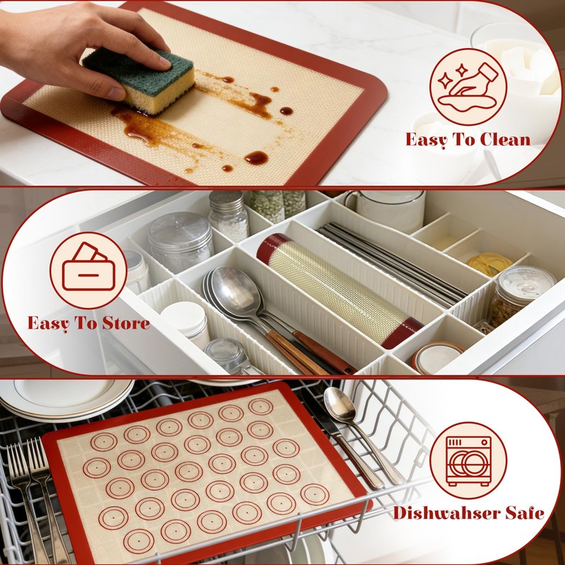 LuxDuo Silicone Baking Mat Set of 6, Non Stick Food