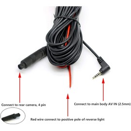 WOLFBOX 33Feet Rear Camera Longer Replacement Cable for G840S/ G930 / G840H / G850 / G850PRO / i07/ i17 / G900PRO Version with 2.5mm Jack (4-Pin)
