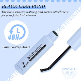 Boahankuke Lash Glue Black Waterproof Lash Bond and Seal Strong Hold Lash Cluster Glue 10ml Long Lasting Bond and Seal Eyelash Glue 2 in 1 DIY Lash Extension Glue for Eyelash Clusters