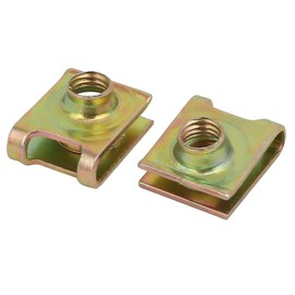 uxcell 20pcs Spring Steel Speed Fastener Extruded U Nut Brass Tone for M6 Screw